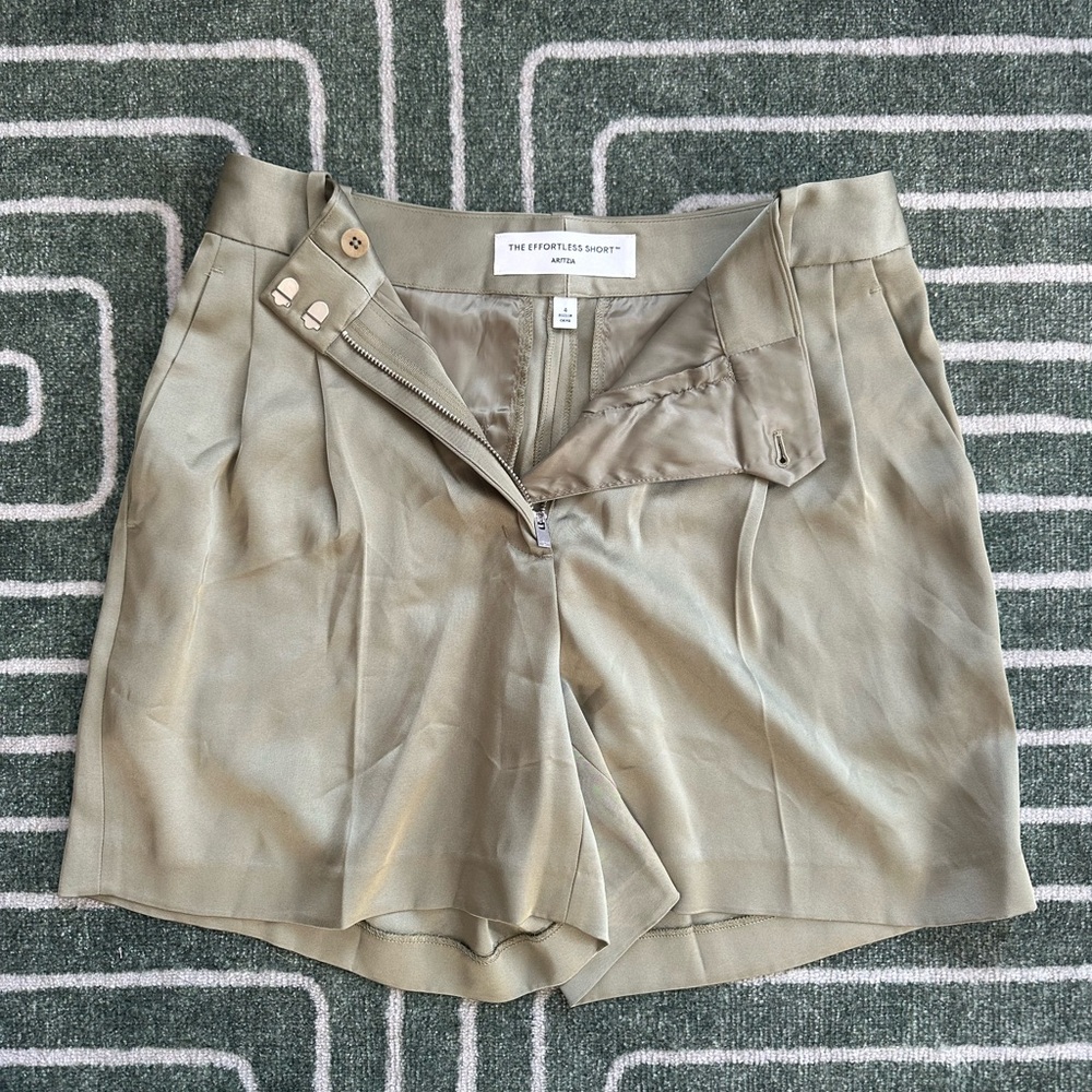 Satin Olive Green Aritzia “the effortless pant” Shorts